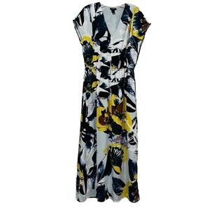 Lindex Medium Floral V Neck Lined Maxi Dress Cap Sleeve P